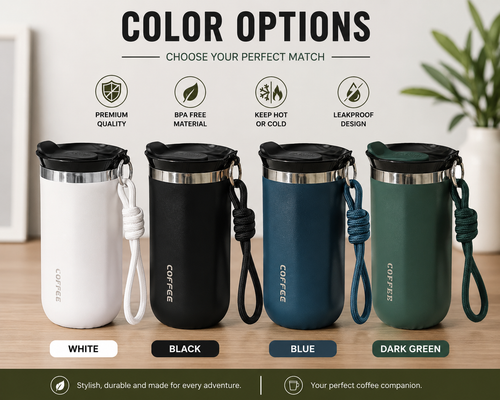 Panth Hydrate 380ml Stainless Steel Vacuum Insulated Travel Tumbler | Leakproof Coffee Mug | Hot & Cold Thermal Cup