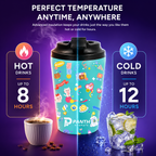 12oz Double Wall Stainless Steel Insulated Tumbler Leakproof Travel Coffee Mug With Lid