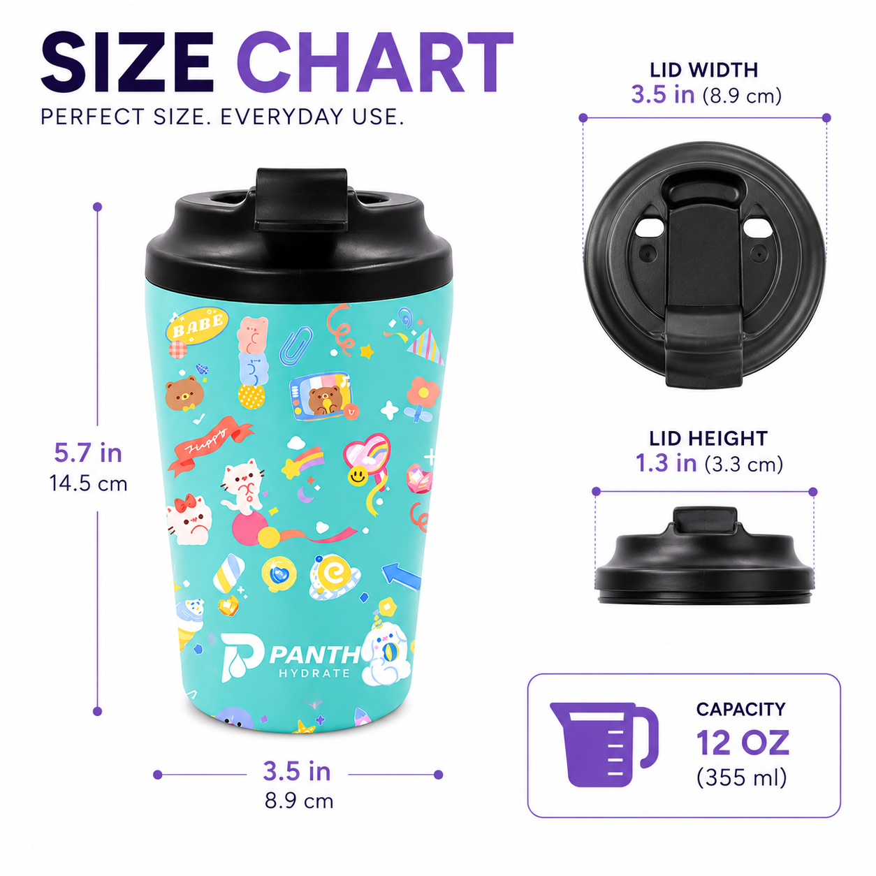 12oz Double Wall Stainless Steel Insulated Tumbler Leakproof Travel Coffee Mug With Lid