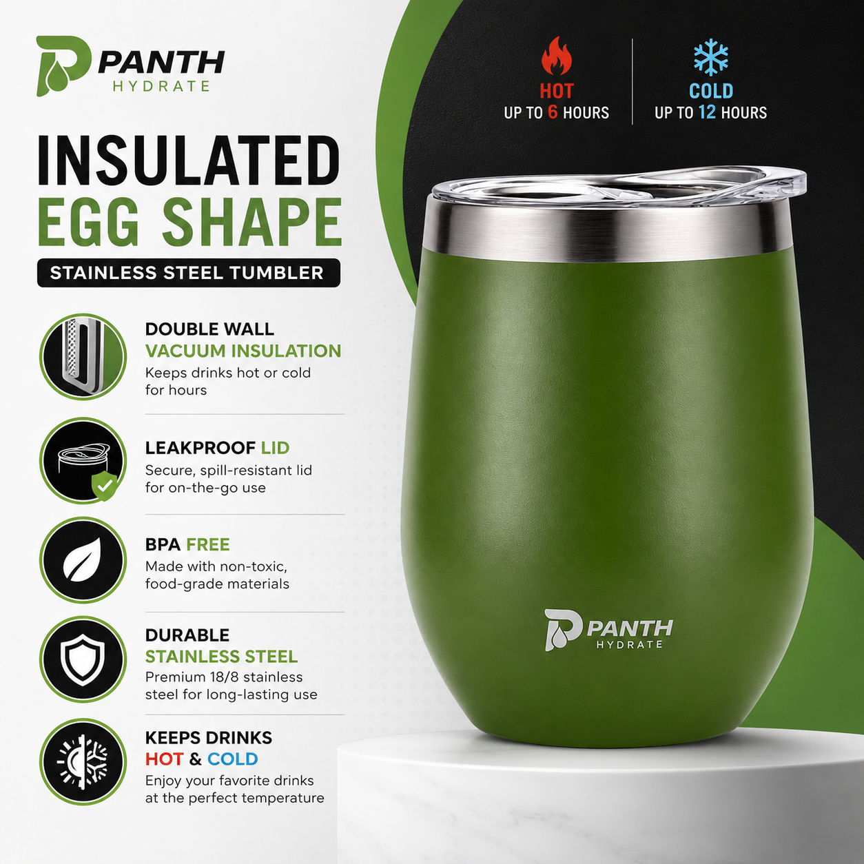 Egg Shape Travel Mug with Lid