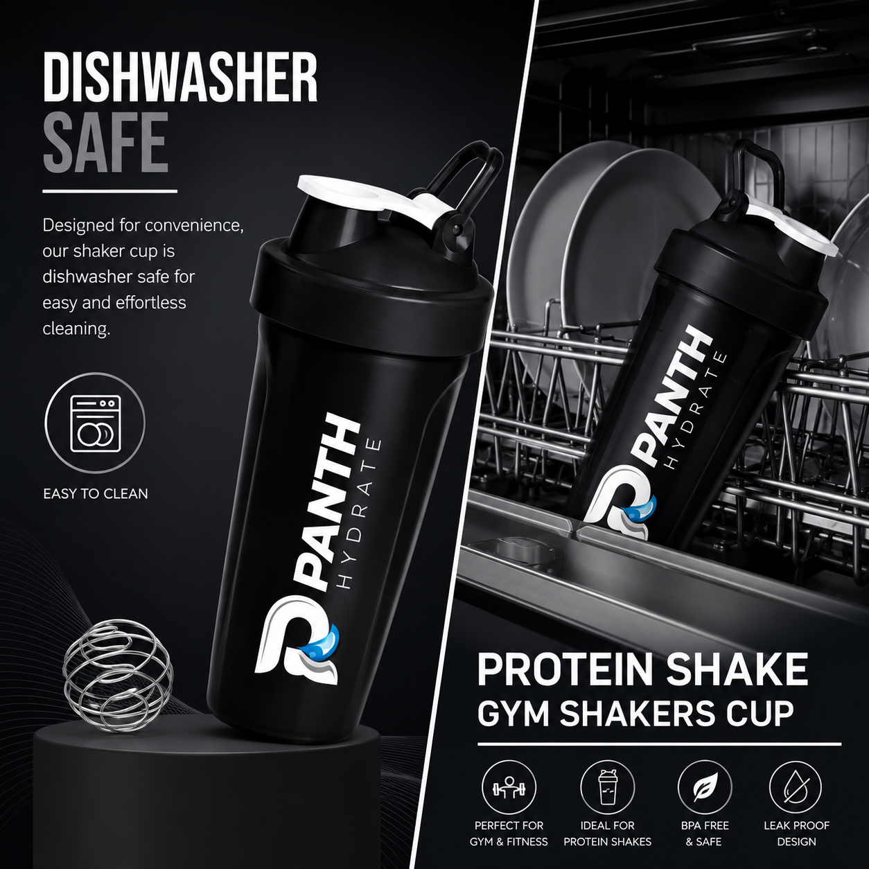 600ml Sports Fitness Workout Protien Shake Gym Shakers Cup