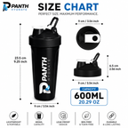 600ml Sports Fitness Workout Protien Shake Gym Shakers Cup